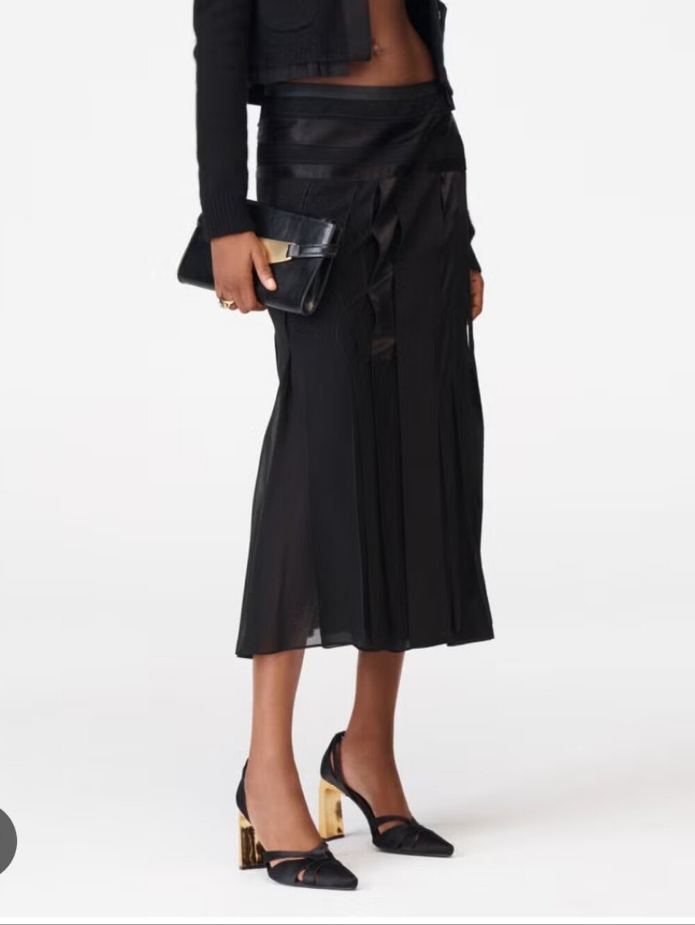 Zara Satin Pointed Toe Sculpture Metallic Heel Pumps